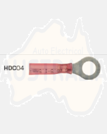 Quikcrimp HDC04 Red 6mm Heatshrink Ring Terminal Pack of 100
