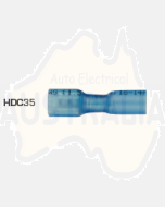 Quikcrimp HDC35 Blue Female, 6.3mm Heatshrink Blade Terminal - Fully Insulated 100 Pack