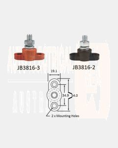 Bussmann JB3816-3 Stud Junction Block 3/8-16 Red 250A