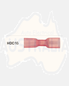 Quikcrimp HDC16 Red Heatshrink 6.3mm Female Blade Terminal - Fully Insulated Pack of 100